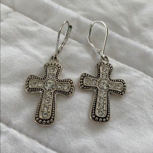 NWOT silver cross earrings